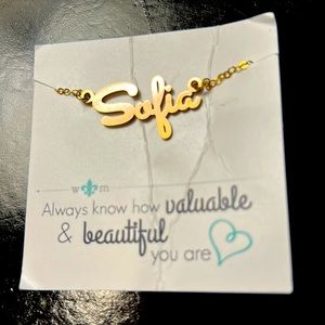 Personalized Script Name Necklace .”Sofia” NEW Gold 16-18 inch Fashion Necklace